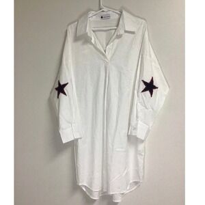 Caryn Lawn Women's White‎ Dress with Star Elbow Details